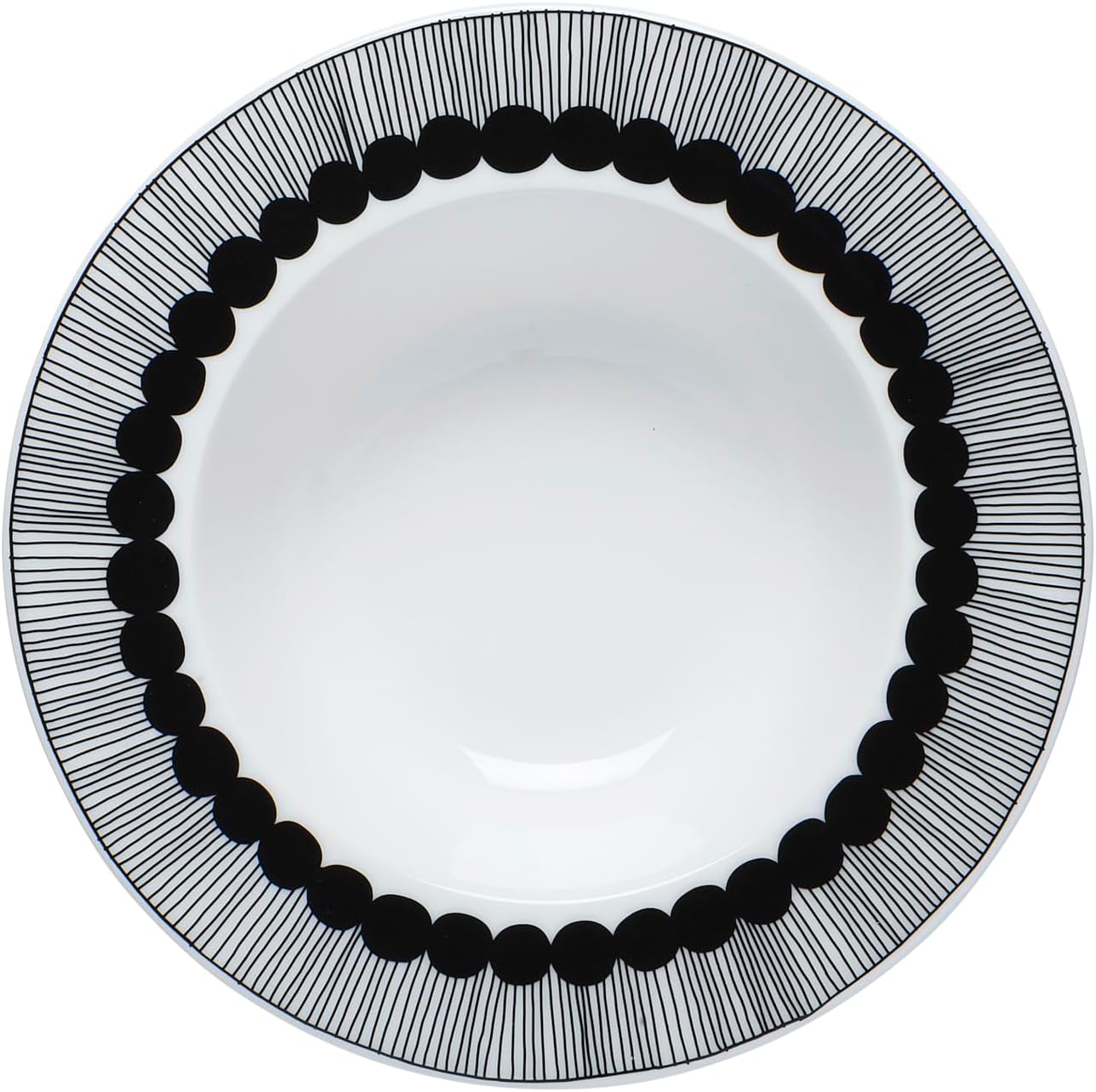 MARIMEKKO Oiva Siirtolapuutarha Deep Dinner Plate — Refine Your Kitchen Décor with Our Iconic White Stoneware — Stylish Pasta Bowls with Rim to Elevate Your Dining Experience (8”/8.8 oz)