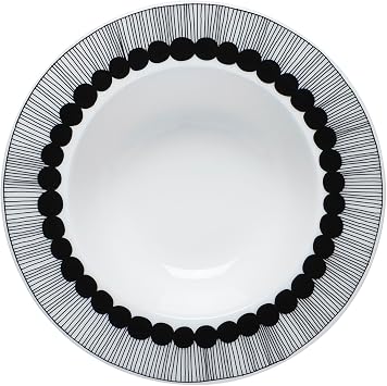 MARIMEKKO Oiva Siirtolapuutarha Deep Dinner Plate Refine Your Kitchen Decor with Our Iconic White Stoneware Stylish Pasta Bowls with Rim to Elevate Your Dining Experience 8/8.8 oz