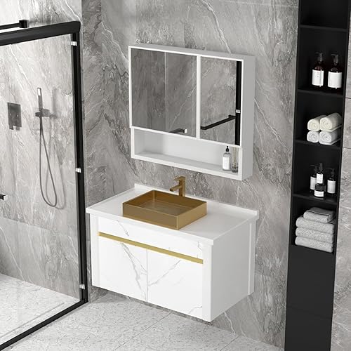 Miniatura 3 de Fulorni - Fregadero dorado de acero inoxidable de 19 x 15 pulgadas, chapado en oro, nano titanio, sobre encimera, rectangular, lavabo de lujo