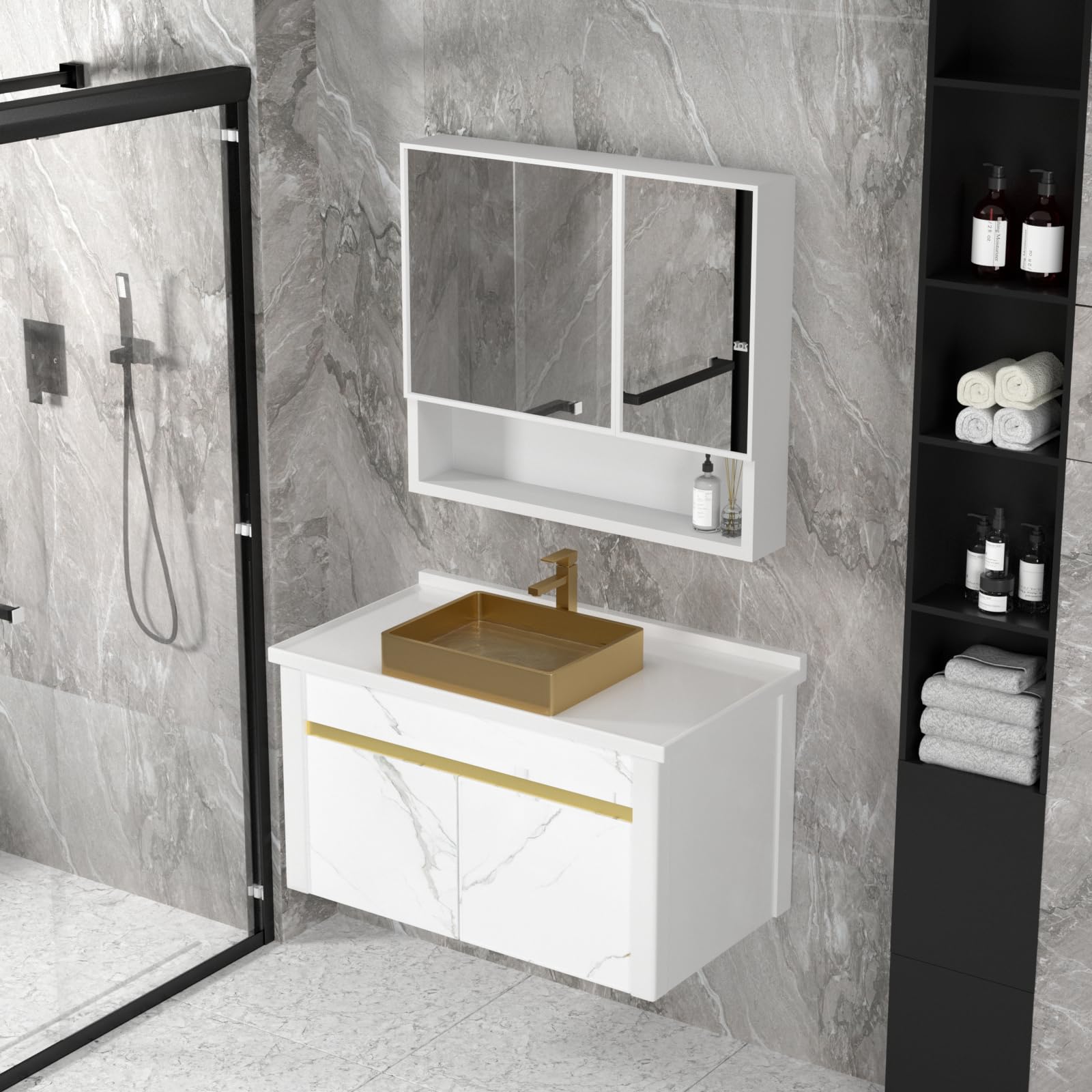Fulorni 19x15 Inch Rectangular Vessel Sink – White Porcelain Ceramic Above Counter Vanity Bathroom Basin