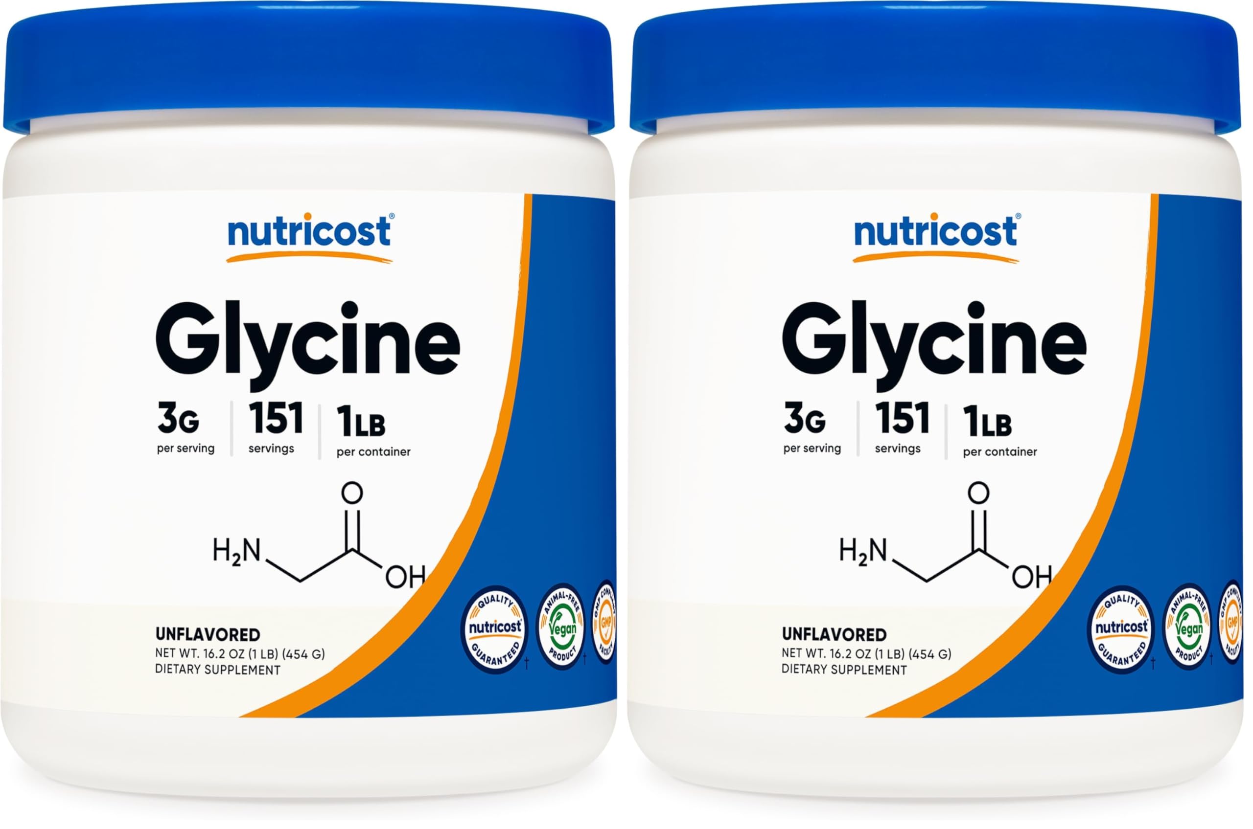 Nutricost Glycine Powder 1lb - Non-GMO, Gluten Free (Pack of 2) 1 Pound (Pack of 2)