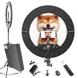 Ring Light Kit:18"/45cm Outer 55W6700k Dimmable LED Light, Tripod Stand, Remote Controller,Box for Camera,Smartphone,YouTube,TikTok,Self-Portrait Shooting,CRI90,Black