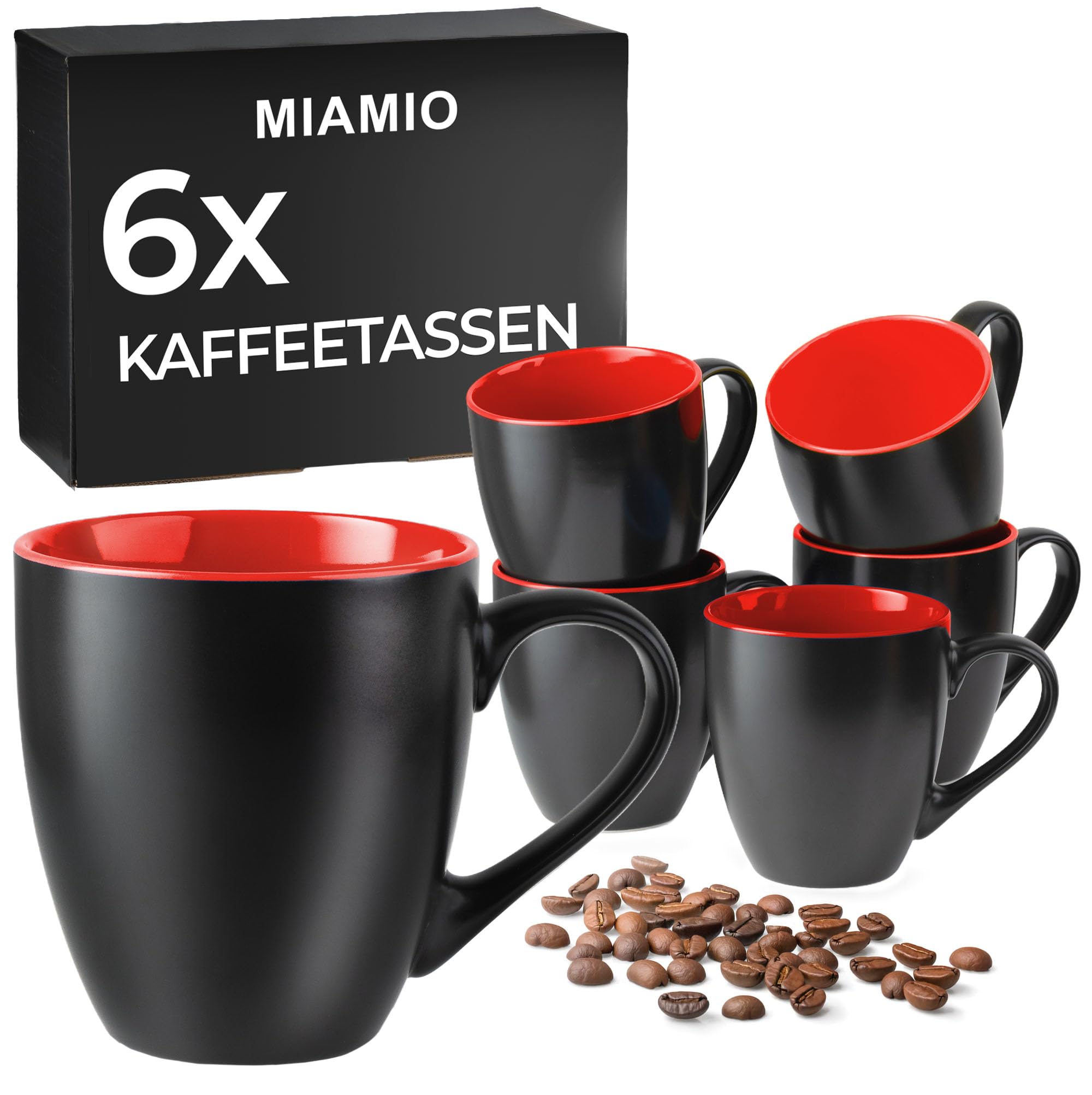 MIAMIO Le Papillon Kollektion – Steingut Geschirrserie – Spülmaschinen- und Mikrowellenfest – Kaffeetassen Set 6x 350 ml