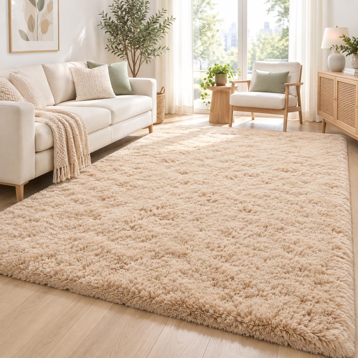Carpesite Washable Fluffy Shaggy Rug for Living Room & Bedroom – Extra Large Anti Slip Carpet, Soft Thick Pile Non Shedding Floor Mat for Dorm, Apartment & Cozy Home
