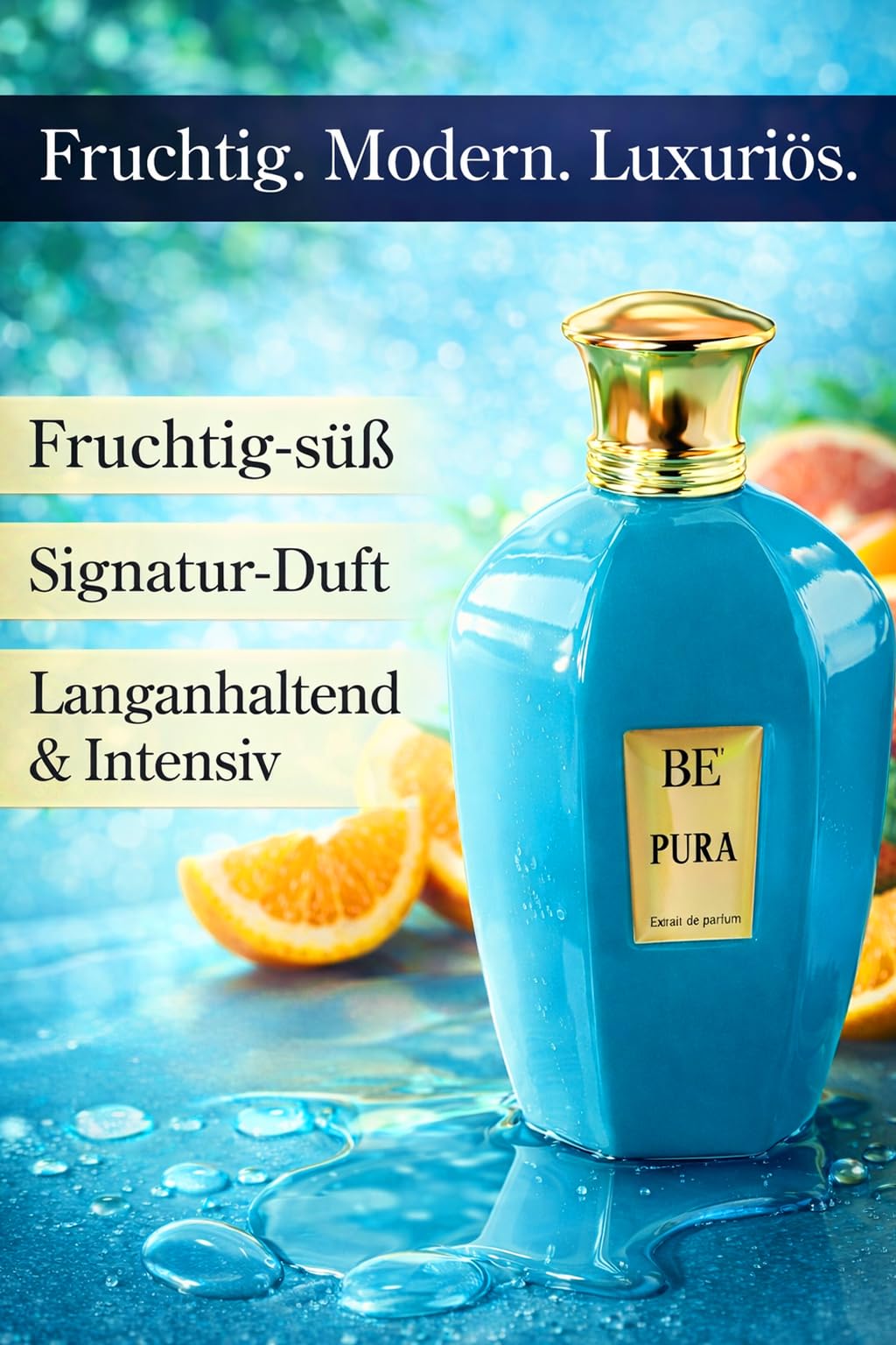 PURA – 100 ml – Extrait de Parfum Unisex – fruttato dolce – Pura – Brillante e seducente – con 25% di olio profumato – fino a 12 ore di profumo di lunga durata
