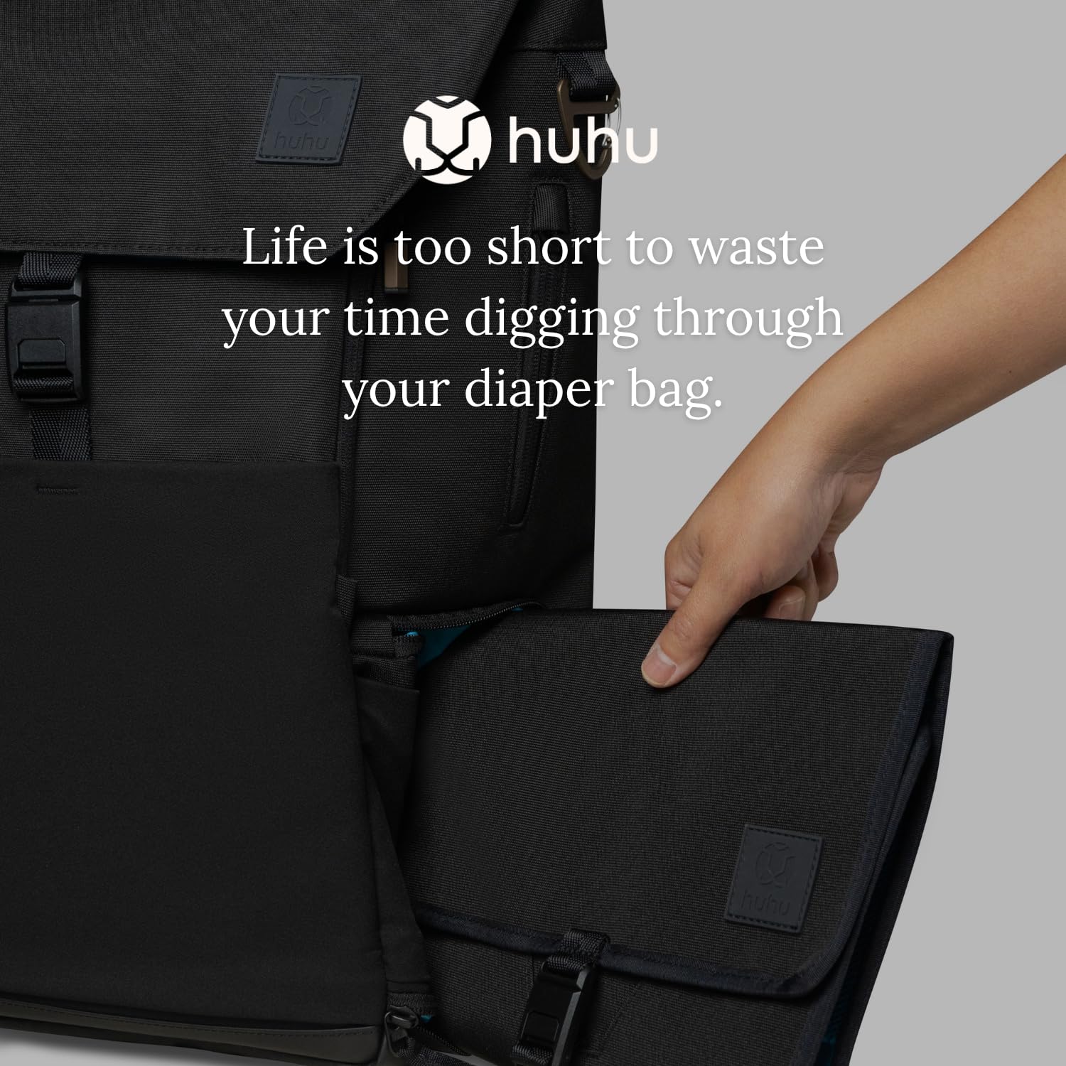 Huhu Cartera cambiadora de bebé, compacta, portátil, cambiador de pañales para viajes, lavable y plegable (mediano (dle of The Night) negro)