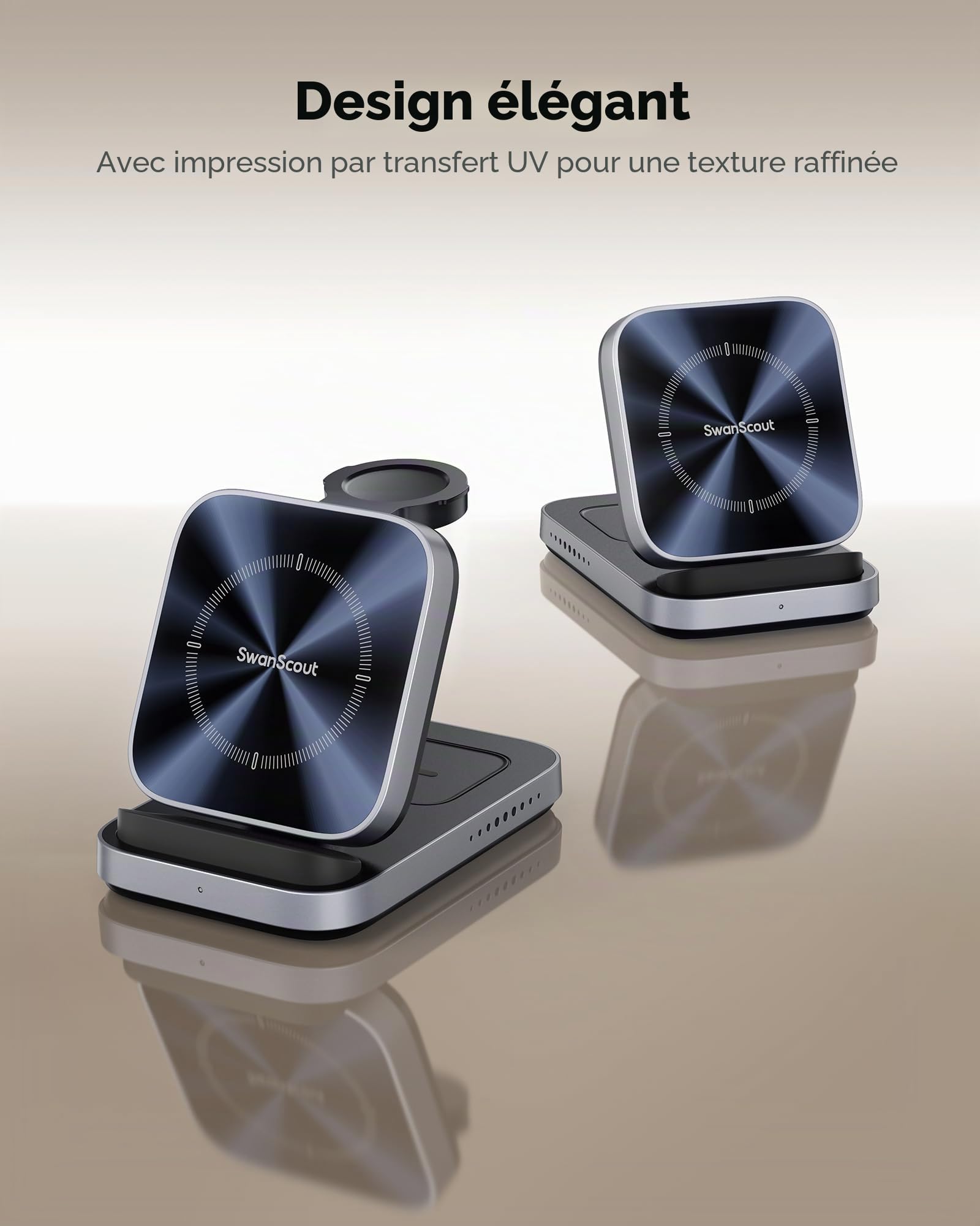 3-en-1 Chargeur Induction pour Samsung Z Flip 8/7/Galaxy Watch 8/Ultra/7/6 | Station de Charge pour Z Flip 6/5/Moto Razr 70/60, Chargeur sans Fil pour Galaxy Watch, Pliable pour Voyage, Sans Adaptateur