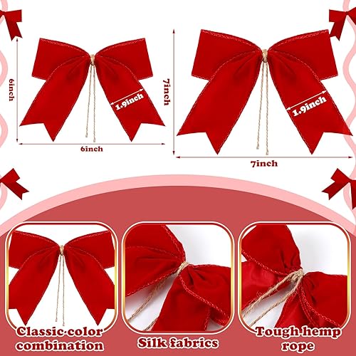 Miniatura 31 de WILLBOND 12 lazos decorativos de terciopelo de arpillera a cuadros de búfalo para coronas para envoltura de regalo, decoración de fiesta de Navidad