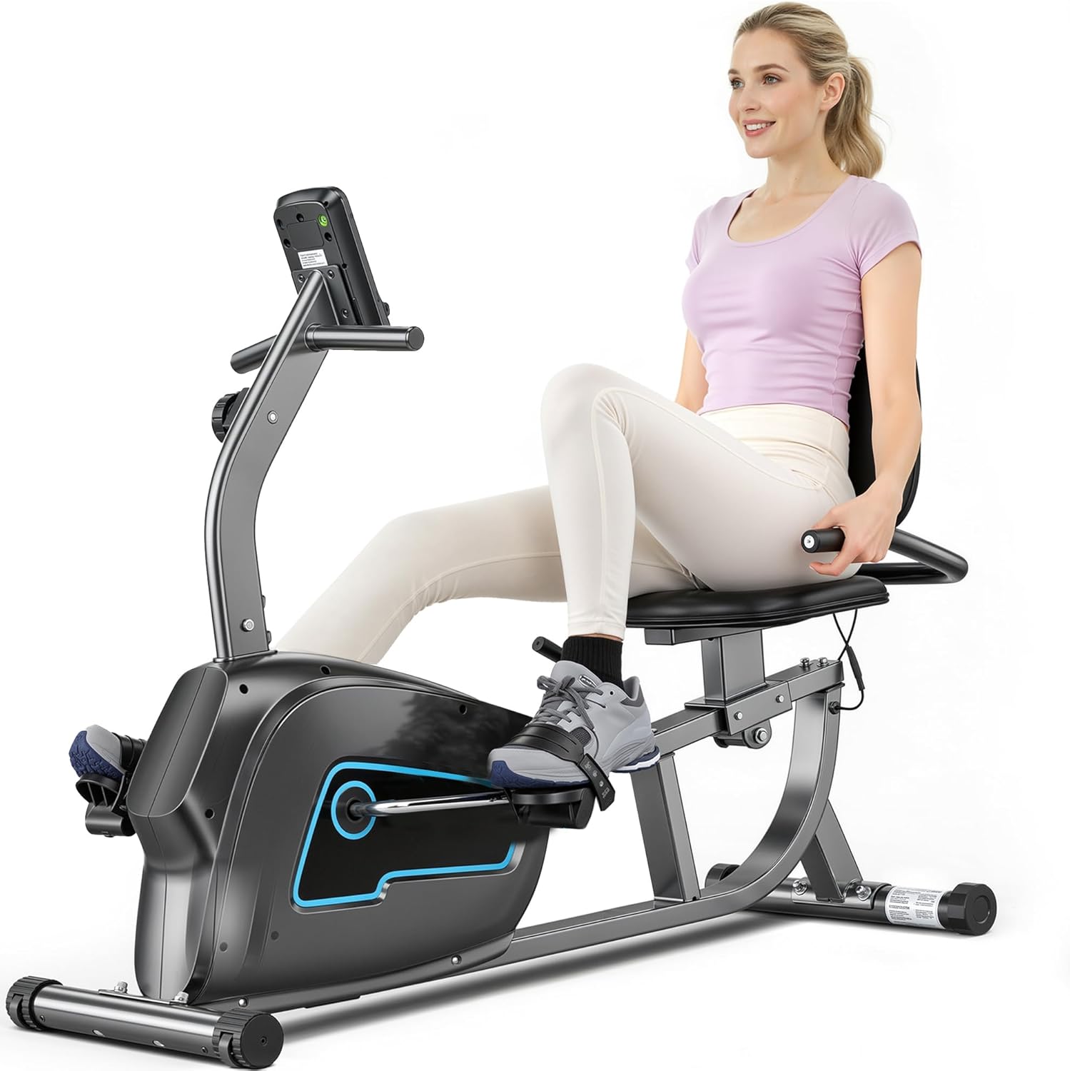 BODIOO Exercise Bike, Recumbent Exercise Bike for Seniors, Stationary Bike for Home Workout, 8-Level Magnetic Resistance, Quiet Smooth Ride, Comfortable Seat with Backrest, Heart Rate Monitor, 300LB Capacity