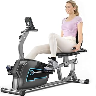 BODIOO Exercise Bike, Recumbent Exercise Bike for Seniors, Stationary Bike for Home Workout, 8-Level Magnetic Resistance, Quiet Smooth Ride, Comfortable Seat with Backrest, Heart Rate Monitor, 300LB Capacity