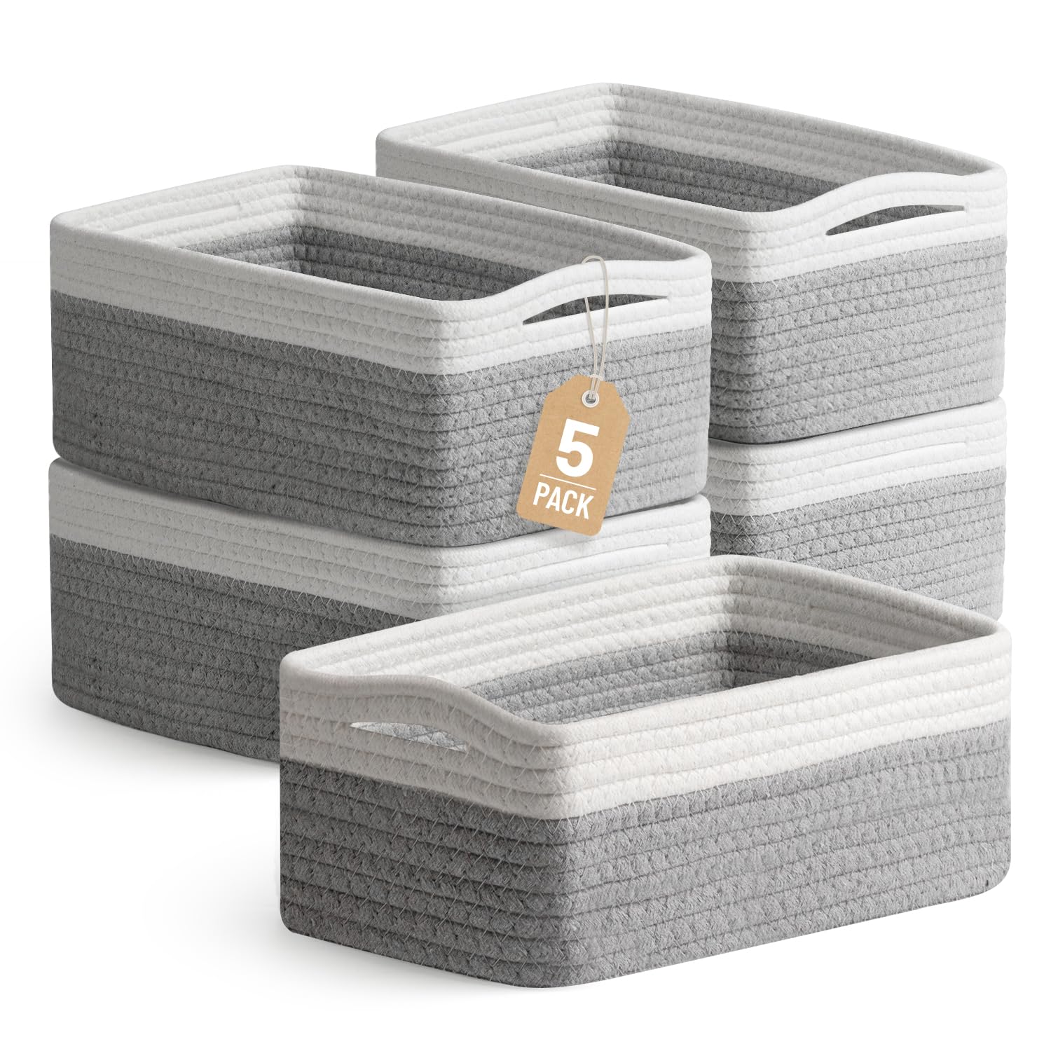 Photo 1 of Yilobi 5 Pack Small Woven Storage Baskets