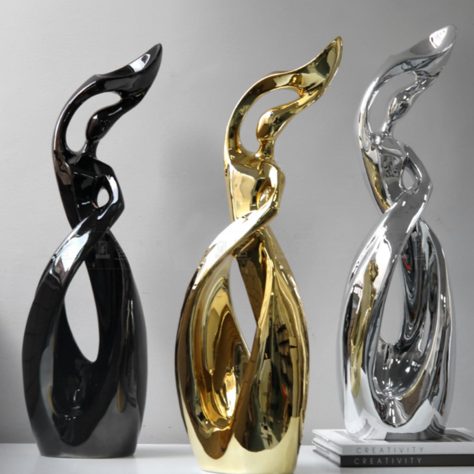 rockible Scultura Concettuale in Resina Design Astratto Statua Alta e Stretta Stile Moderno Figura Umana Concettuale per Soggiorno, Ufficio, Oro