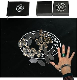 Conjunto de runas | Conjunto de runas de - Conjunto de runas de bruxas com 25 cartões de runas, bolsa de armazenamento e toalha de mesa para profissionais ou iniciantes Generic