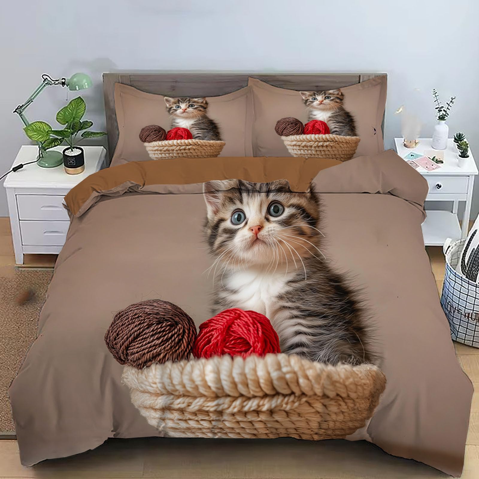 Linge de lit chat 200x200cm pour chambre d'enfant et ado fille