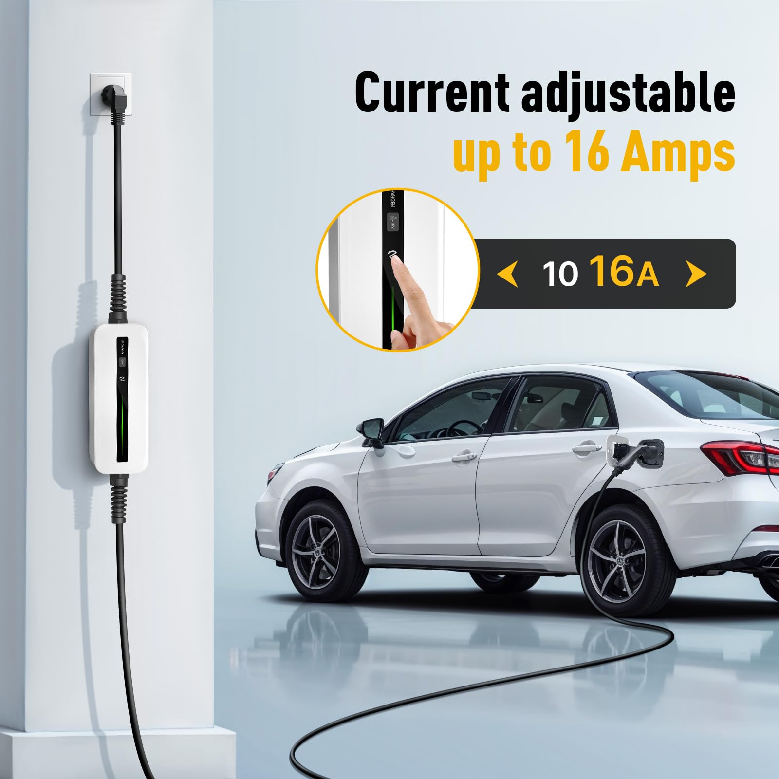 Morec Chargeur Voiture Electrique 3.68KW [10M, 10A/16A] Câble de Charge Type 2, Câble de Charge de Voiture électrique Compatible avec Tous Les Standard IEC 62196-2 EV/PHEV, Sac Portable