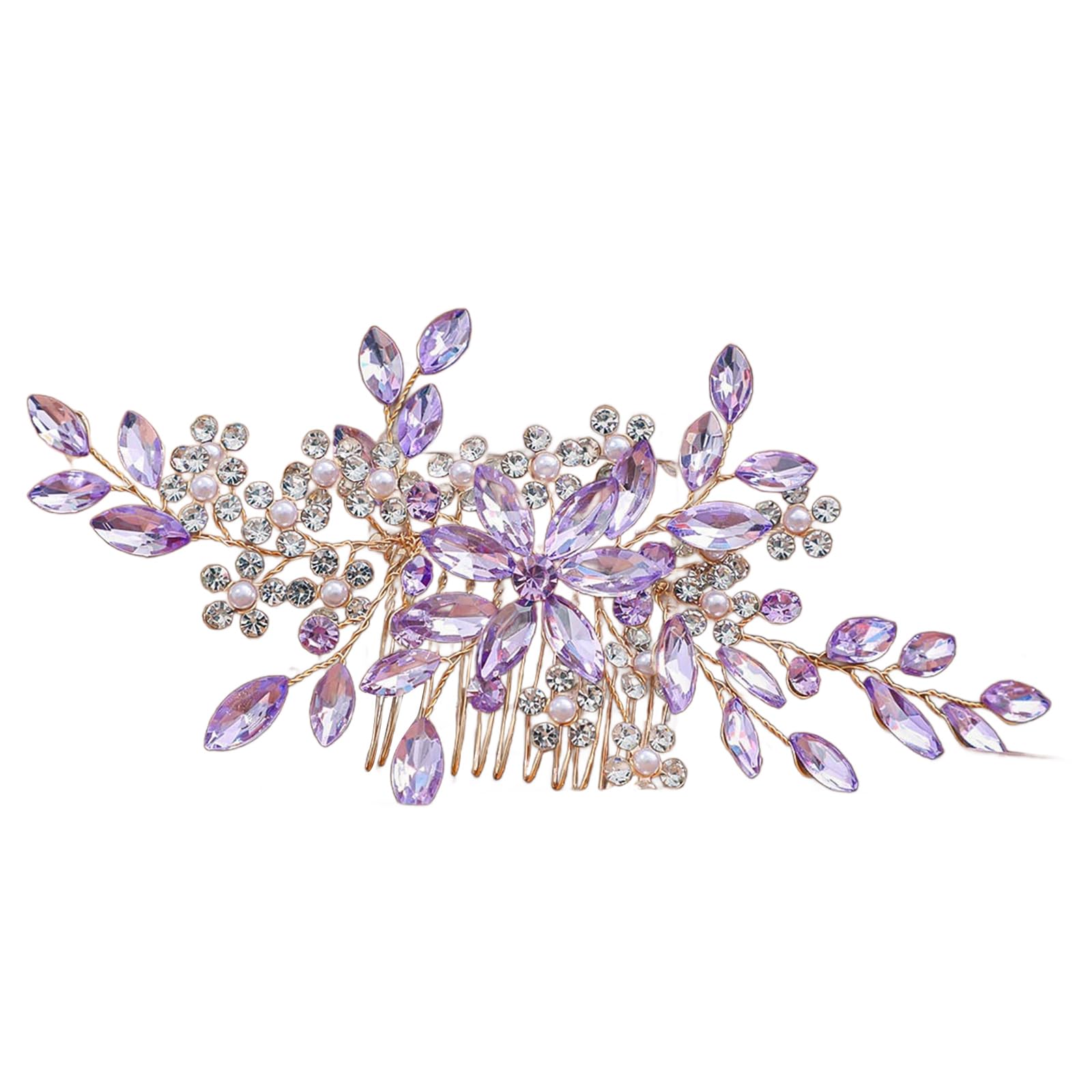 Fentency Elegant Bridal Rhinestones Headband Handmade Artificial Pearls Hair Vine Hair Comb for Weddings and Formal Event