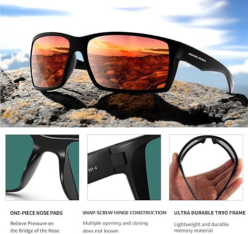 Miniatura 3 de MAXJULI Gafas de sol rectangulares polarizadas deportivas para hombres y mujeres, gafas de sol 8122 NUEVO