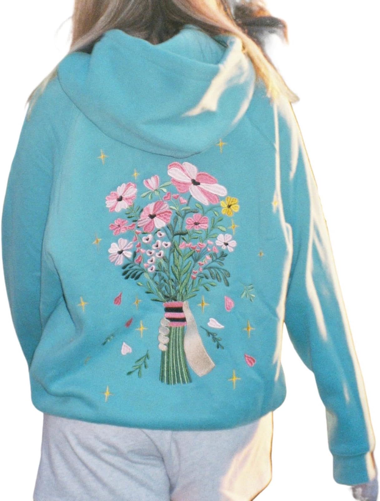 CocMouse Oversized Preppy Embroidery Graphic Hoodies for Teen Girls Y2K Women Long Sleeve Oversized Graphic Pullover Sweatshirt Top