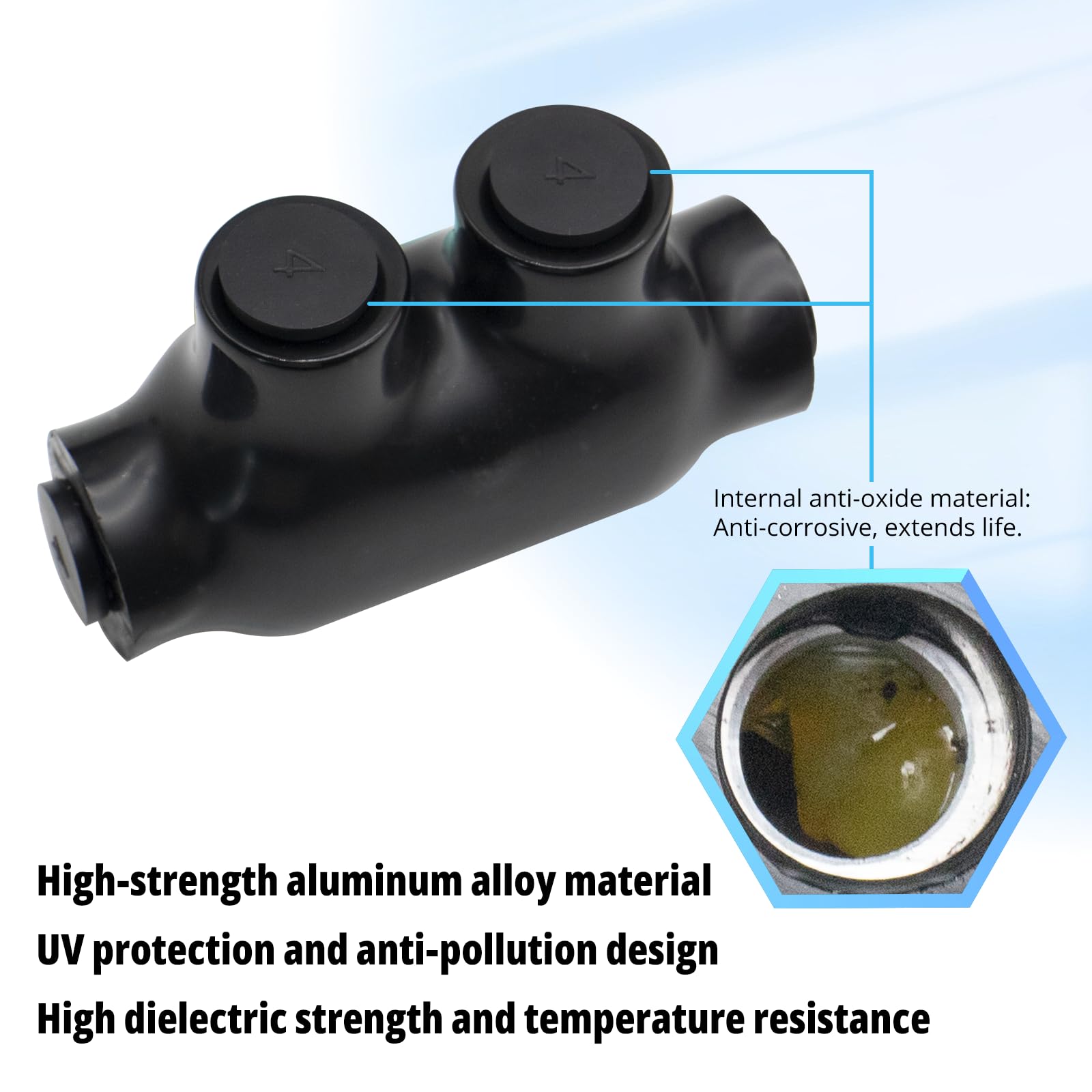 Snapklik.com : 2/0-6AWG Insulated 3 Port Inline Splice Connector Black ...