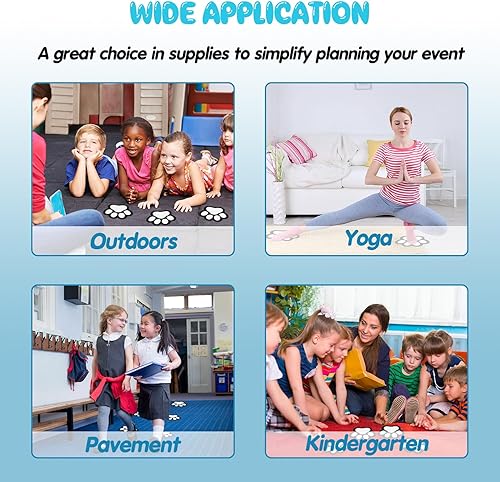 Miniatura 5 de Outus 36 marcadores de alfombra Paws con huellas de patas, marcadores de alfombra de patas para aula y hogar, 5 pulgadas (negro, blanco)