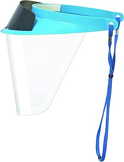 Pac-Dent iVisor Plus Reusable Face Shield Kit, Full Face Protective Shield with Anti-Fog Coating and Cinch Cord, Adjustable to Comfortably Fit All Head Sizes, Blue
