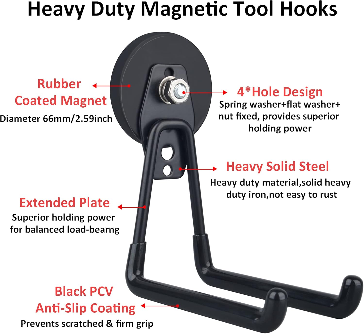 ULIBERMAGNET Heavy Duty Large Garage Magnet Hooks,Strong Magnetic Storage Hooks,Heavy Duty Magnetic Garage Storage Tool Organizer,Extension Cord,Hose, Cable, Rope,Tools for Garage,Pick-up,RV