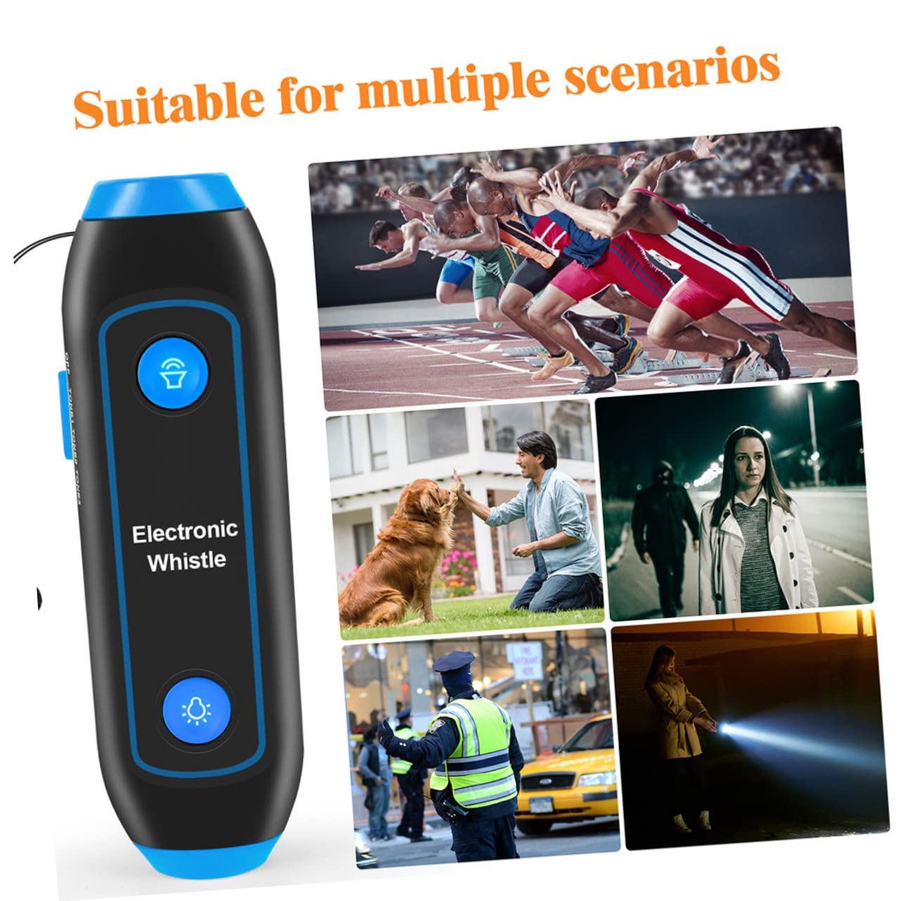 Hemobllo Sifflet Électronique Bleu en Abs, 120-150 DB avec Cordon