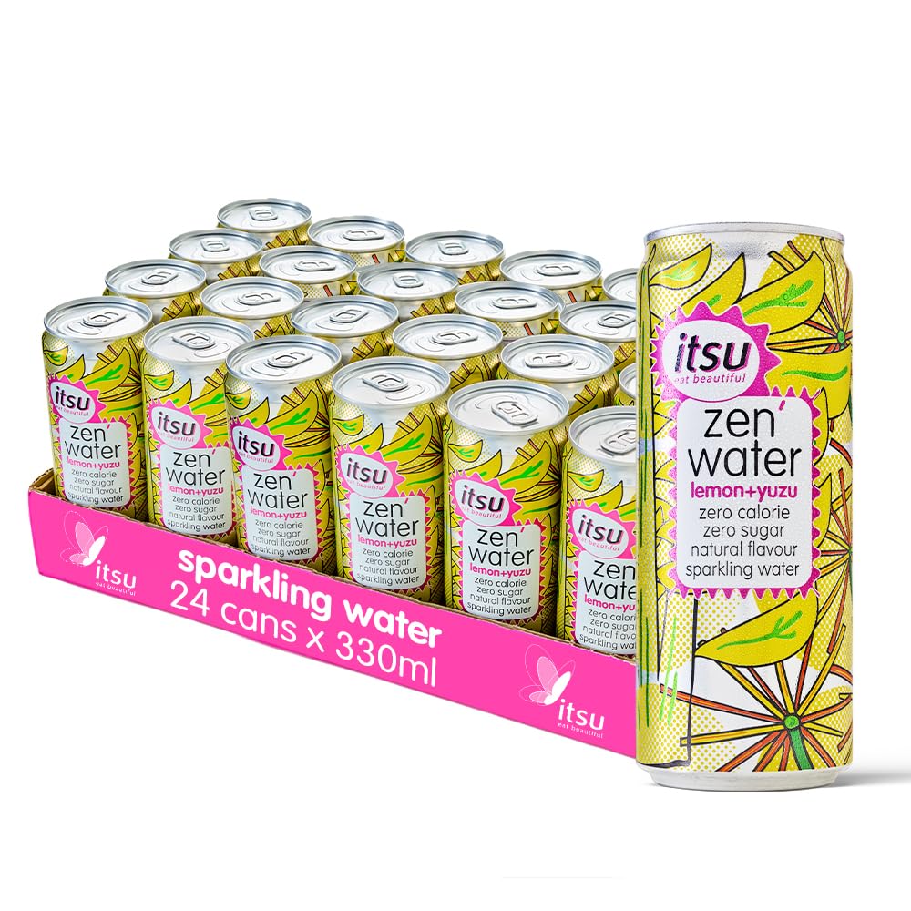 itsu Lemon + Yuzu Zen Water | Naturally Flavoured Sparkling Water 330ml (Pack of 24) | Zero Calories, Zero Sugar| 24 x 330ml Pack