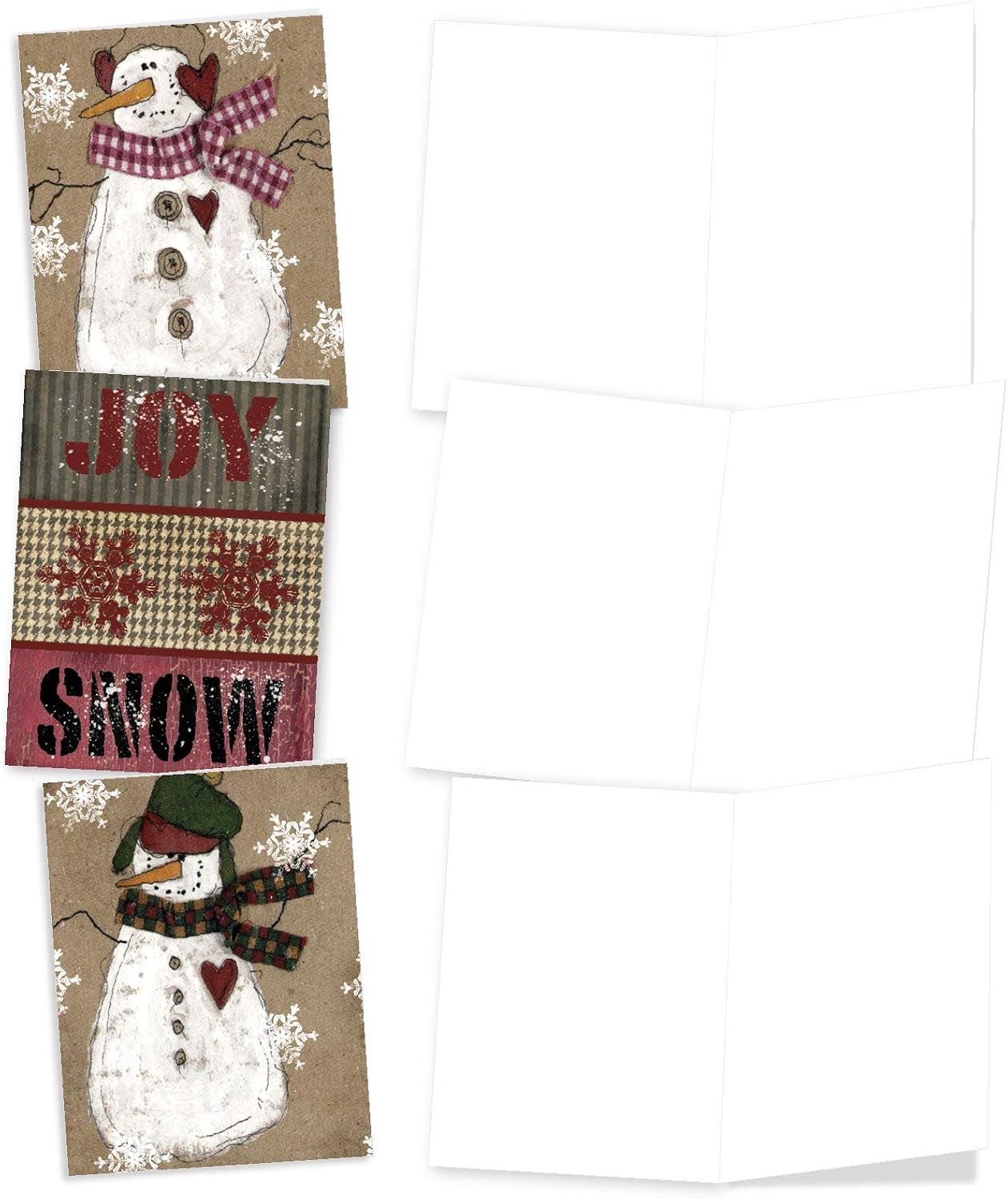M6040sl Snow Folks: 10 Assorted Blank Christmas Note Cards Featuring Snowman And Winter Themes Rendered In A Folk-Art Style - Image 4
