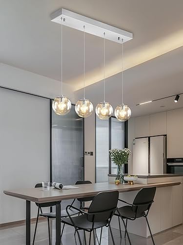 Miniatura 327 de Escalera LED de 10 luces LED moderna con globo de cristal, lámpara colgante grande para techos altos, accesorios de iluminación de entrada, villas y