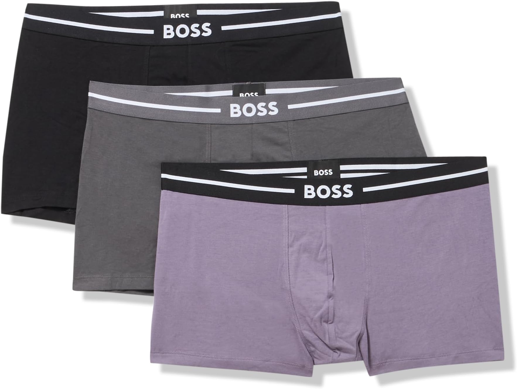 BOSS Men's 3 Pack Bold Logo Cotton Stretch Trunks
