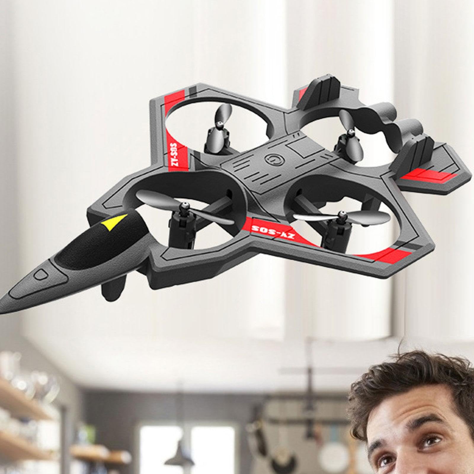 Aereo Radiocomandato Telecomando Aereo Modello RC Giocattolo Volo all’Aperto Luci Colorate Acrobazie Foam Resistente Urti Adatto per Principianti, Nero Tre Batt