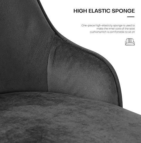 Miniatura 9 de Bekrvio Juego de 4 taburetes de bar, taburetes de bar giratorios de altura de mostrador con respaldo, taburetes de bar tapizados de terciopelo gris,