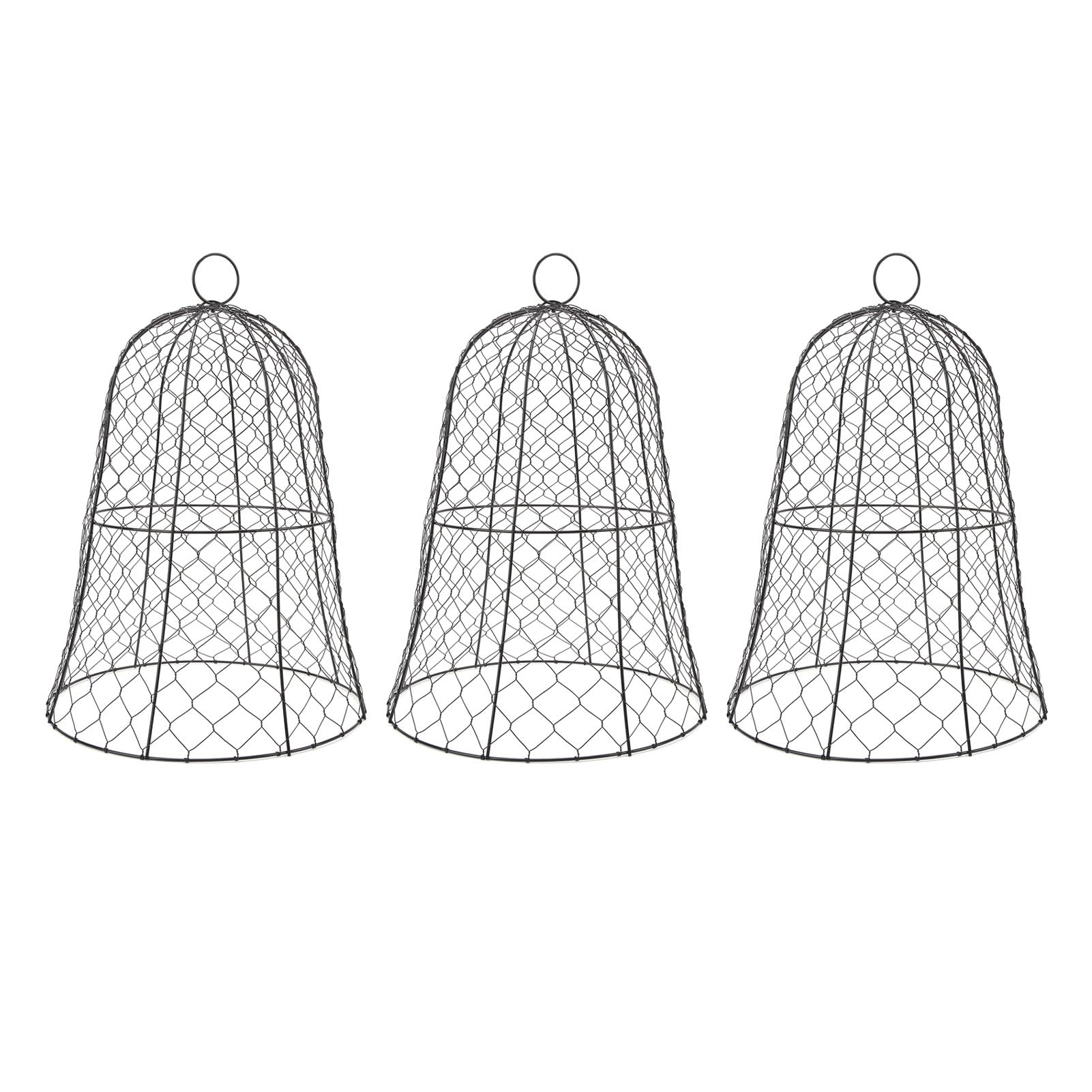 GOWENIC Cloche z Drutu Czarnego Ogrodowego, 10 Sztuk, Pogrubiona Osłona Chroniąca Rośliny z Górnym Haczykiem, Kształt Dzwonka do Nasion, Sadzonek Krzewów, żelazo Antykorozyjne