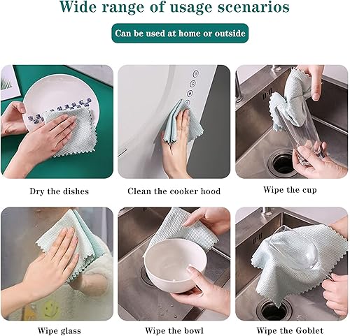 Miniatura 4 de Paño de limpieza de microfibra reutilizable para escamas de pescado, trapos de limpieza sin pelusa para vidrio, sin marcas de agua, platos, espejos