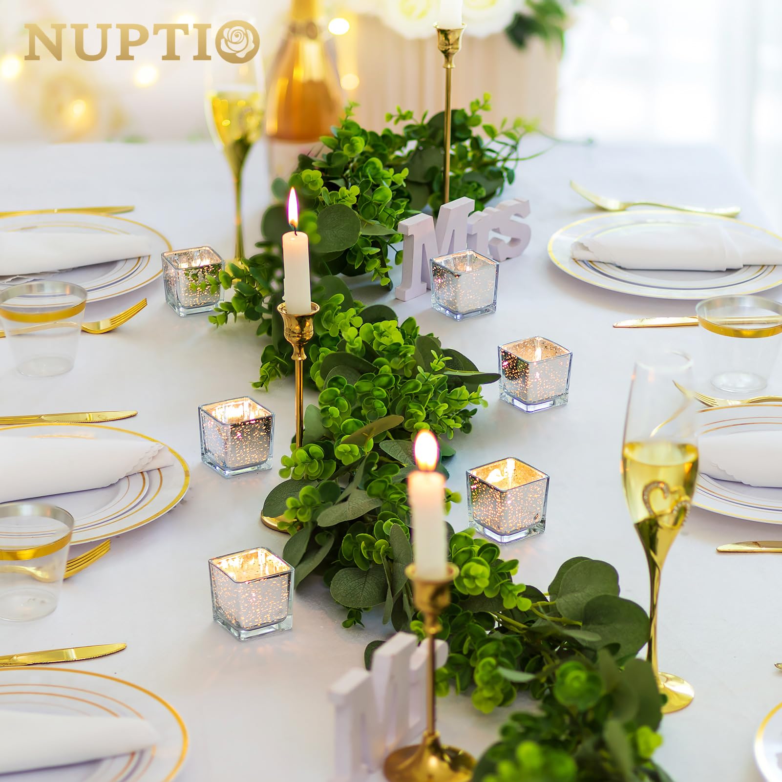 Nuptio Argento Portacandele In Vetro - 12 Pezzi Portacandele Votive Galleggianti E Tealight Mercurio Light Holders Bulk Natale Matrimonio Anniversario Casa Chiesa Hotel Tavolo Centro Pezzi Ornamenti