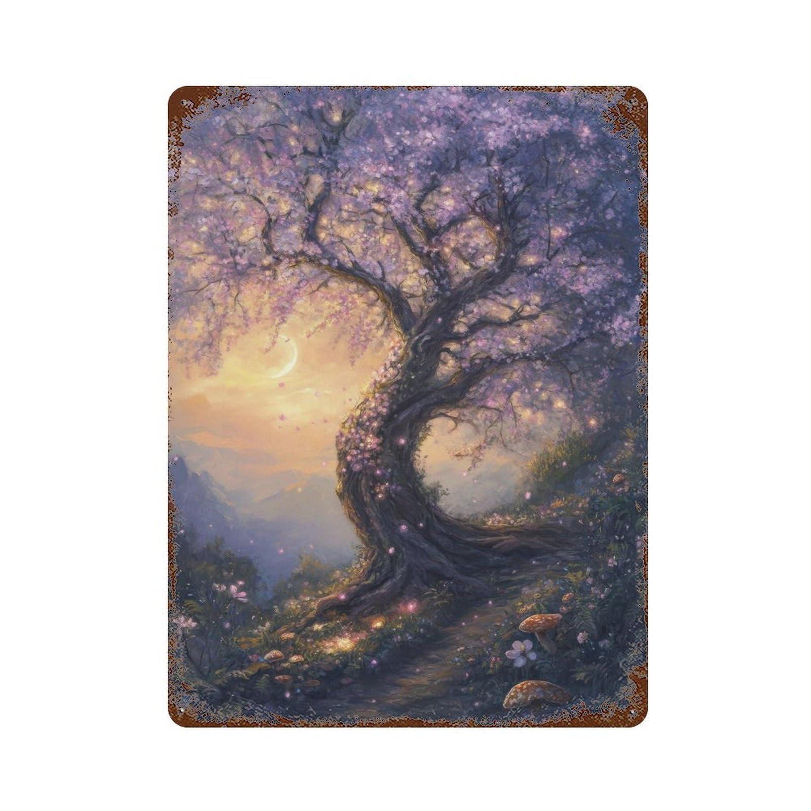 xiaoxiaoshen Fairy Enchanted Tree Mystical Woodland Vintage Fantasy Wall Decor Art Metal Tin Poster Modern Home Decor Art Home Bar Shop Decorations Vintage Sign 40x30cm