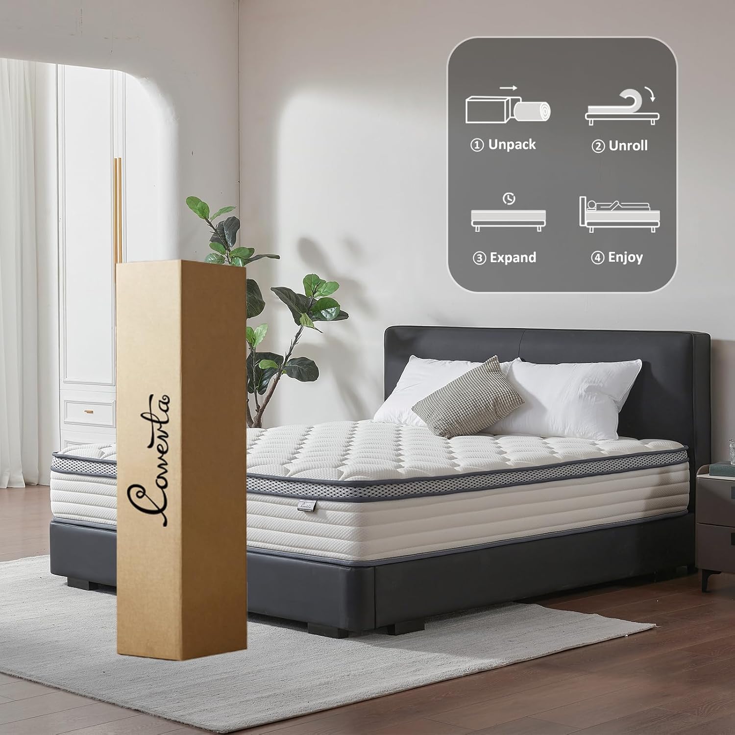 Twin Mattress, 10 Inch Twin Hybrid Mattress in a Box, Pocket Innerspring Mattresses for Motion Isolation, Pressure Relief and Edge Support, Medium Firm Feel