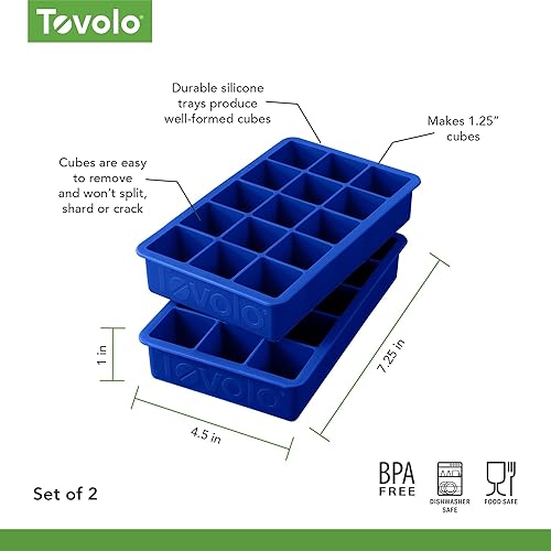 Miniatura 6 de Tovolo Perfect Ice Mold - Bandeja para congelador de cubos de 1.25 pulgadas para whisky, bourbon, licores y licores, silicona sin BPA, resistente a