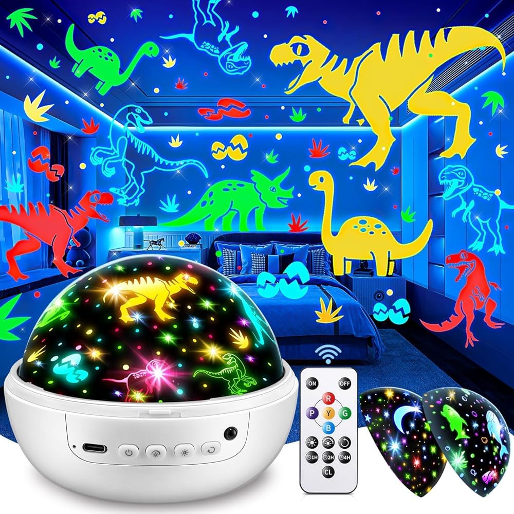 Staryou Dinosaur Toys for Kids 2-7, 【Remote+3 Films+93 Effects】 Dinosaur Toys for Kids 3-5, 【3 Timer+5 Brightness】 Baby Sensory Toys, Toddler Sensory Toy, Dinos Toys, 3 Year Boy Birthday Gifts