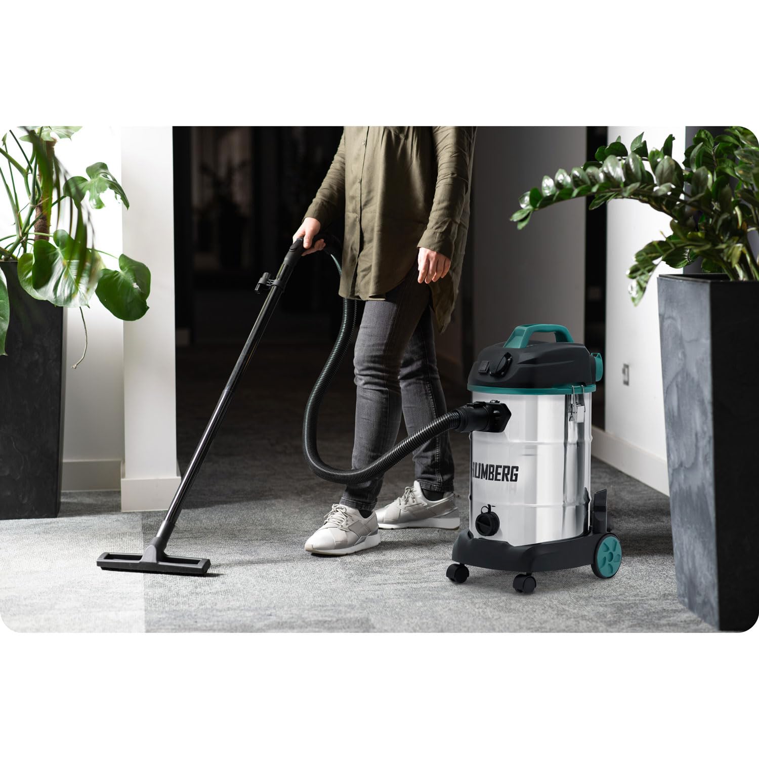 Humberg HM-402 30L 1600W Aspiradora Industrial Wet Dry Aspiradora para Cenizas y escombros Enchufe sin Bolsa para Herramientas eléctricas adicionales