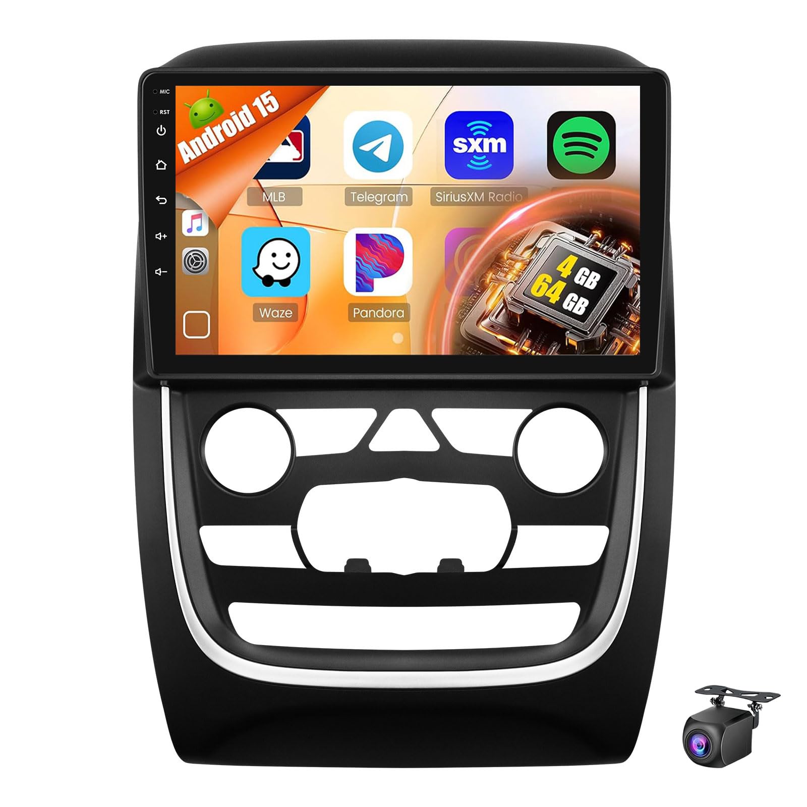 Car Stereo Radio For Do-dge Durango 2014-2020 Android 15 Head Unit With Wireless Carplay Android Auto 9 Inch Touch Screen Stereo Bluetooth WiFi GPS Navigation FM RDS SWC Backup Came(Size:8Core 8+128G)