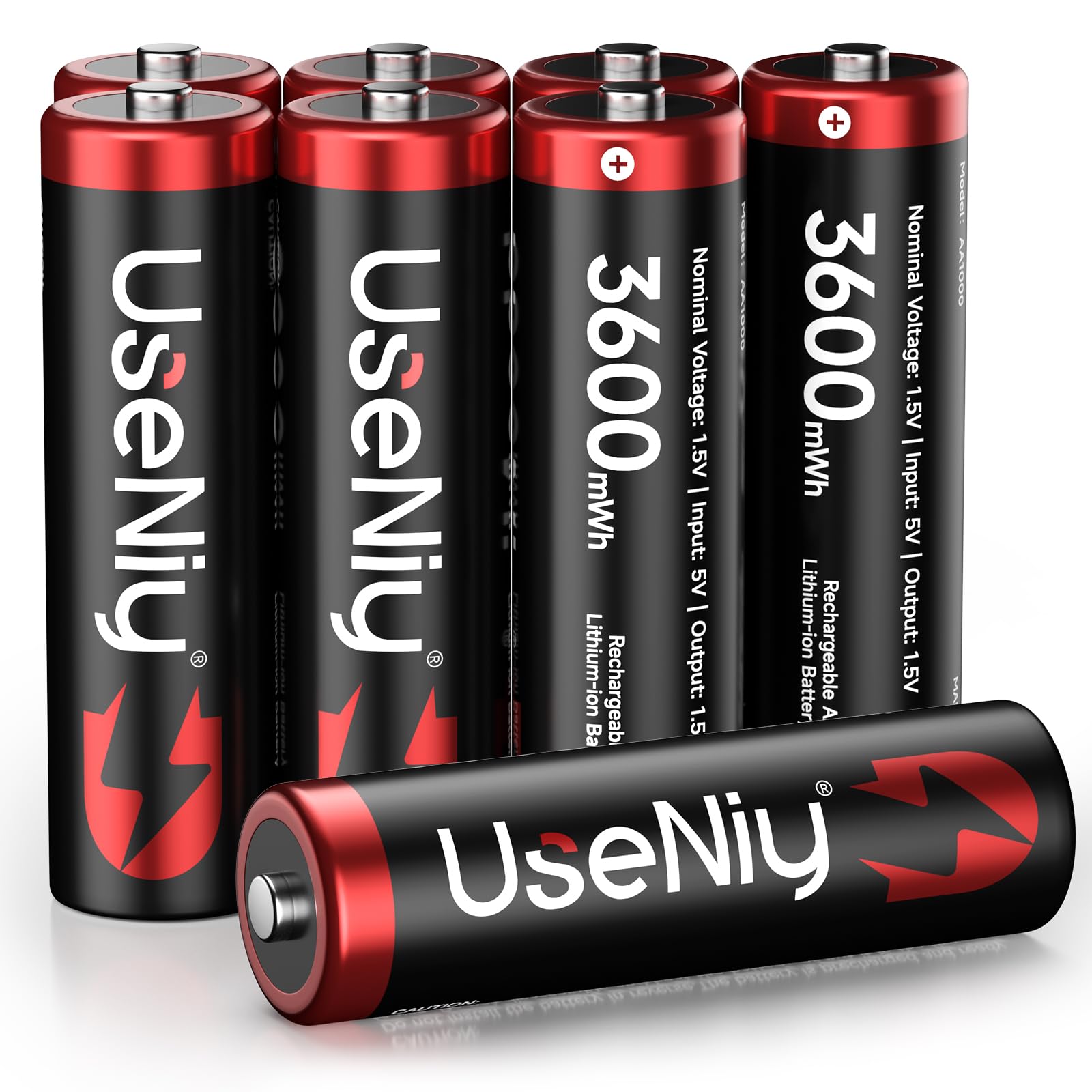 1.5V Lithium AA wiederaufladbare Akkus 8 Stück 3600mWh Li-ion Batterien