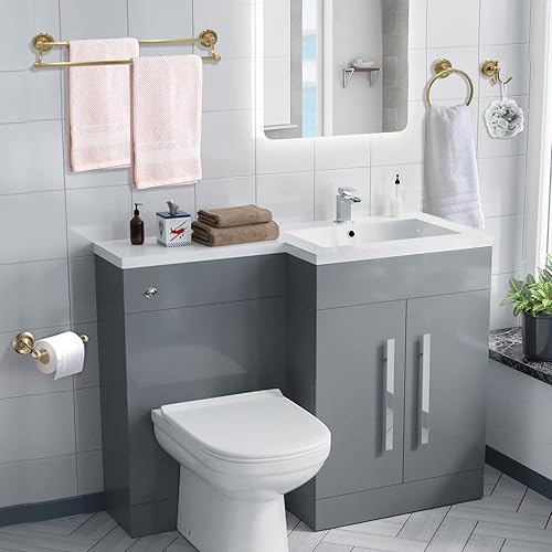 Miniatura 5 de Juego de 4 accesorios de baño de latón antiguo dorado  Toallero de latón de 24 pulgadas, accesorios de baño de latón antiguo  Juego de accesorios de