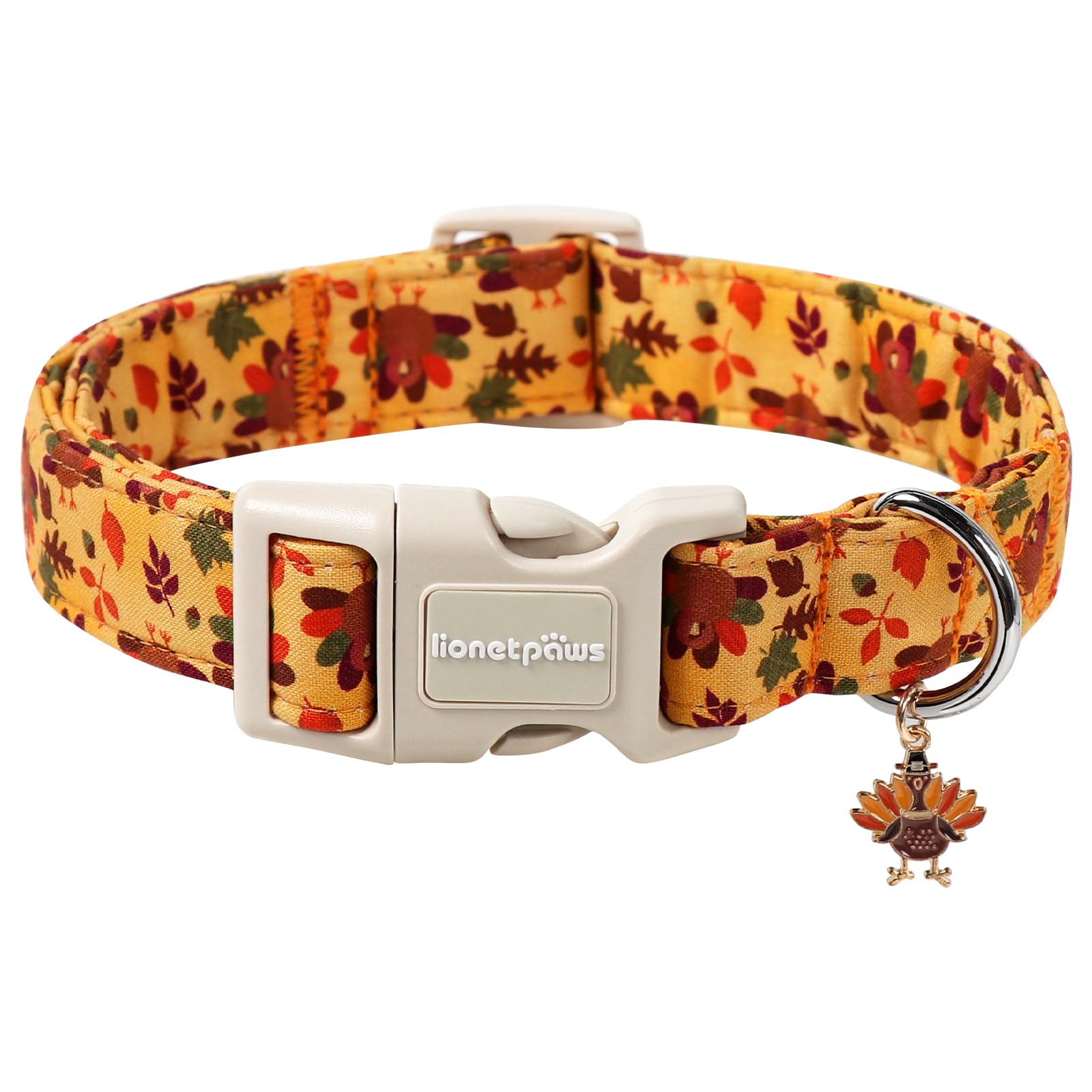 Lionet Paws Thanksgivng Day Dog Collar- Cute Yellow Turkey Dog Collars with Plastic Buckle and Turkey Pendant