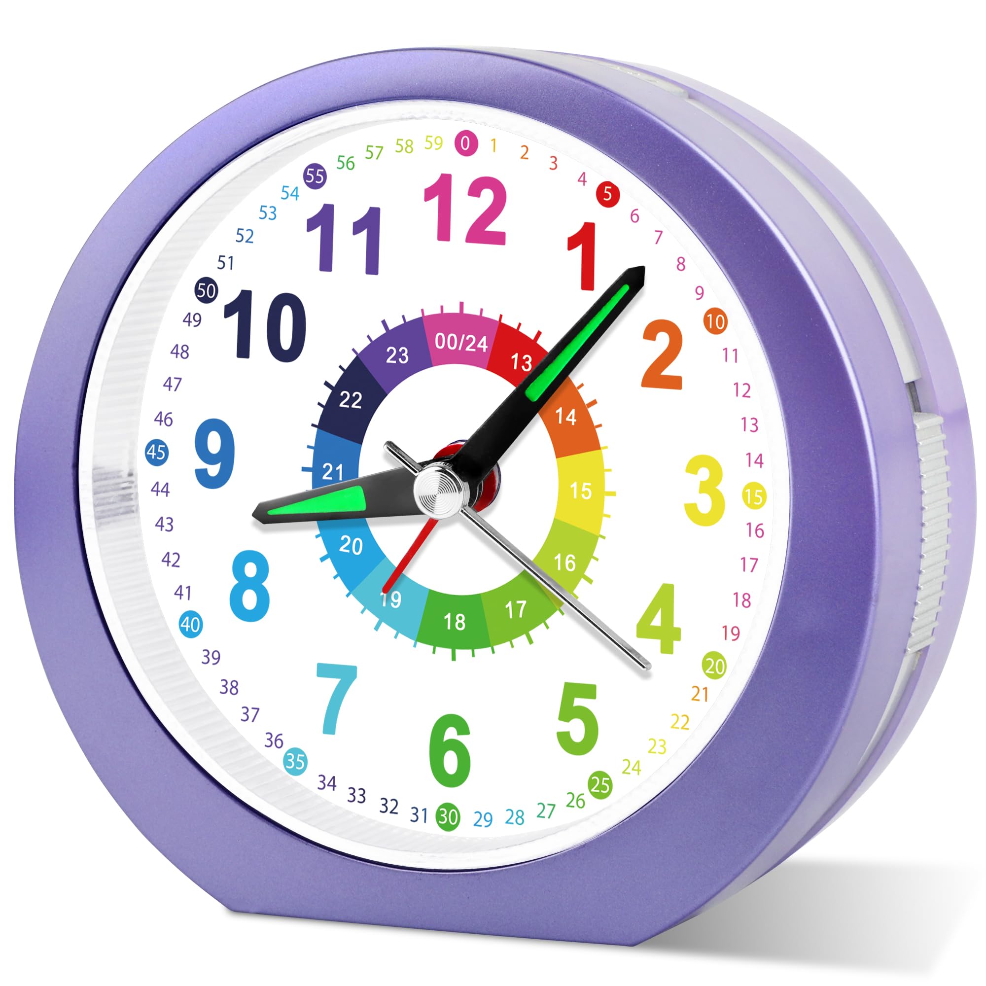 DTKID Wecker Kinder, Kinderwecker Ohne Ticken mit Snooze und Nachtlicht, Analoger Wecker für Jungen und Mädchen, Lernwecker Kinder, Batteriebetrieben