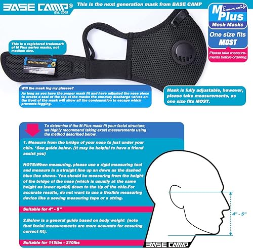 Miniatura 5 de BASE CAMP M Cross - Paquete de 2 mascarillas antipolvo M Plus con 6 filtros de carbono