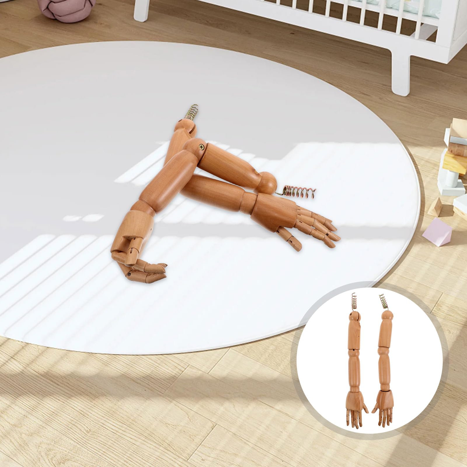Artibetter Bras Articulé en Bois Massif et Main Flexible pour Mannequin Garçon et Filles, Articulations Mobiles, pour Affichage de Vêtements et Remplacement Facile en Boutique