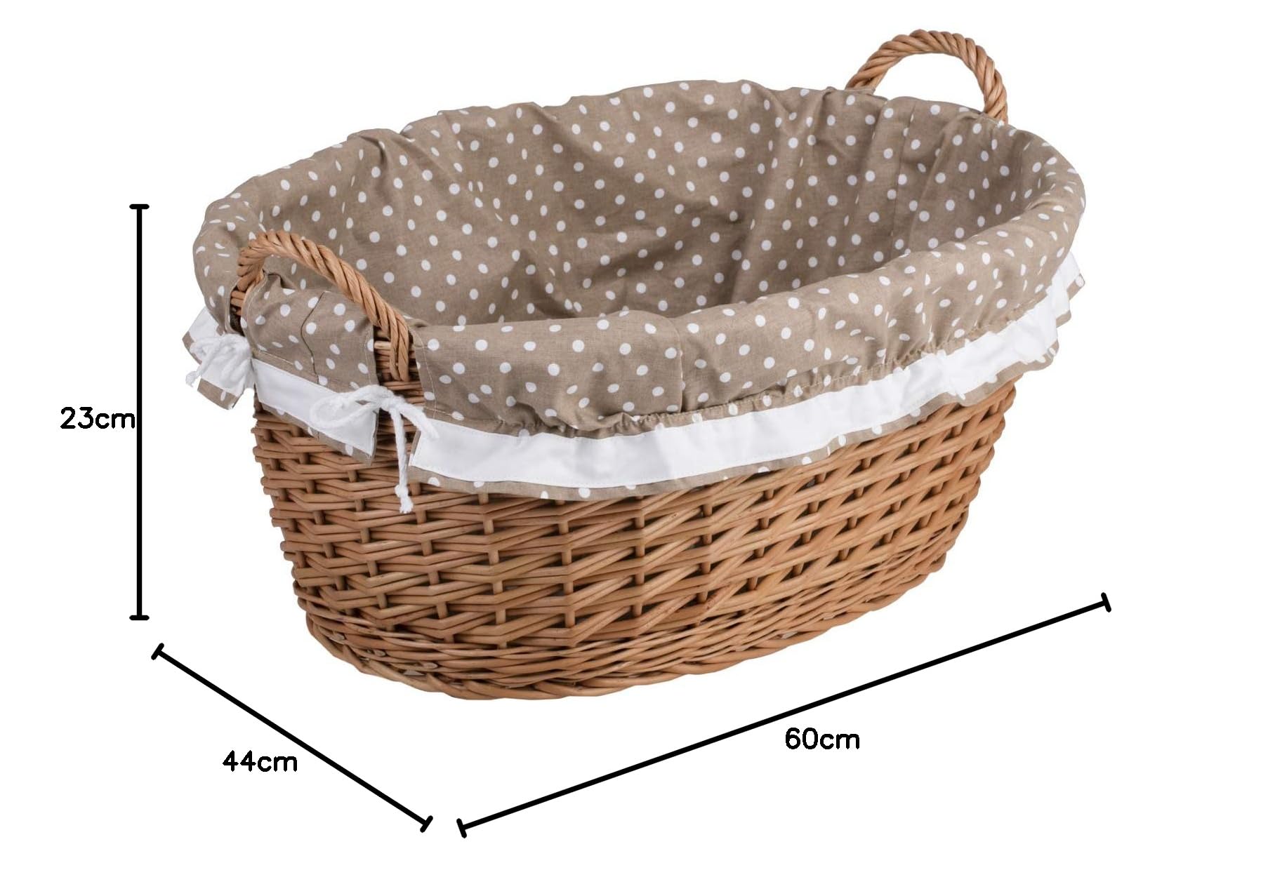 e-wicker24 Owalna miska wiklinowa, kosz na pranie z wikliny w naturalnym kolorze, kosz wiklinowy w kształcie wanny