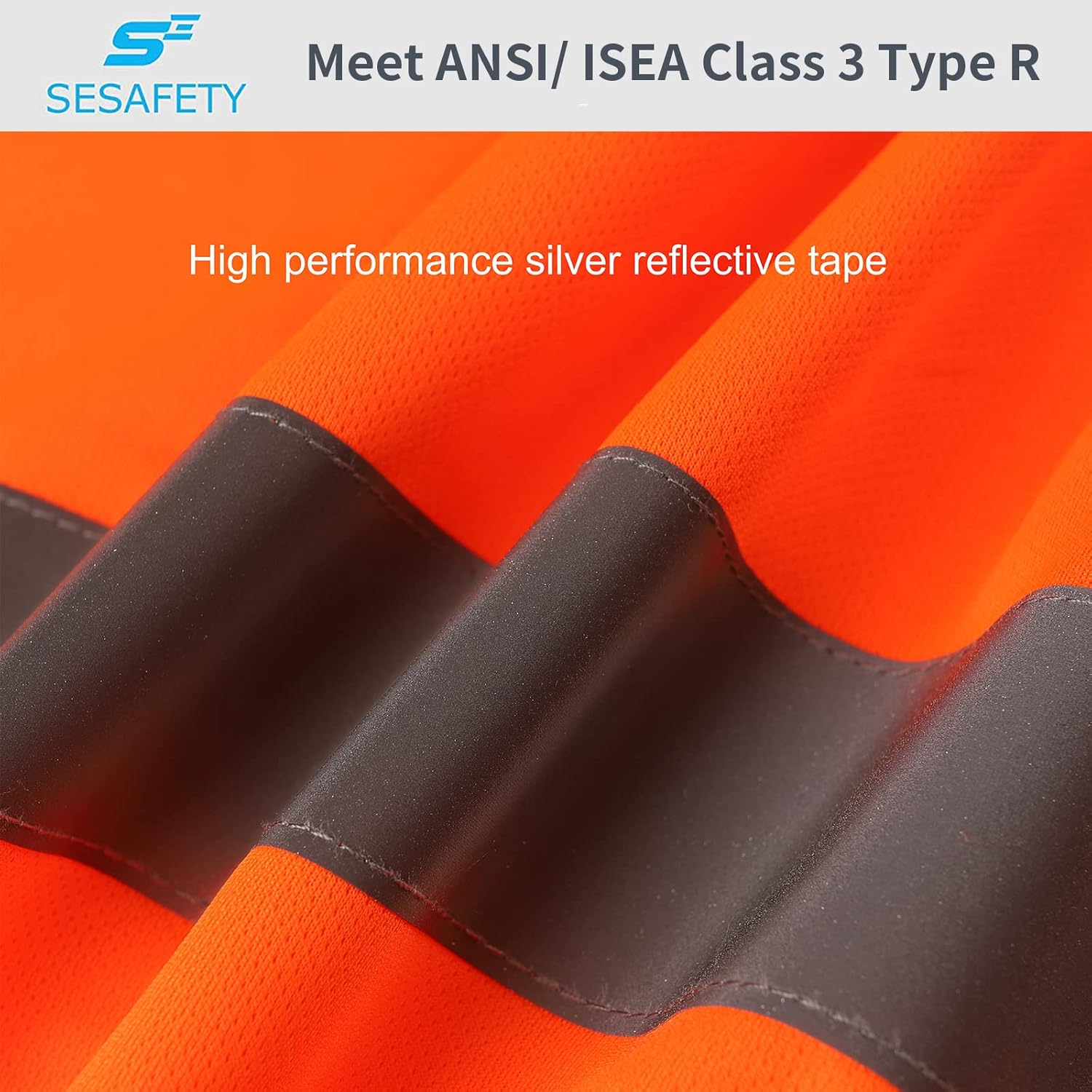 sesafety High Visibility Shirts for Men Class 3 Hi Vis Reflective Construction Shirts for Men with Pocket Safety T Shirts for Men Work Shirts for Men Short Sleeve Orange L : Tools & Home Improvement